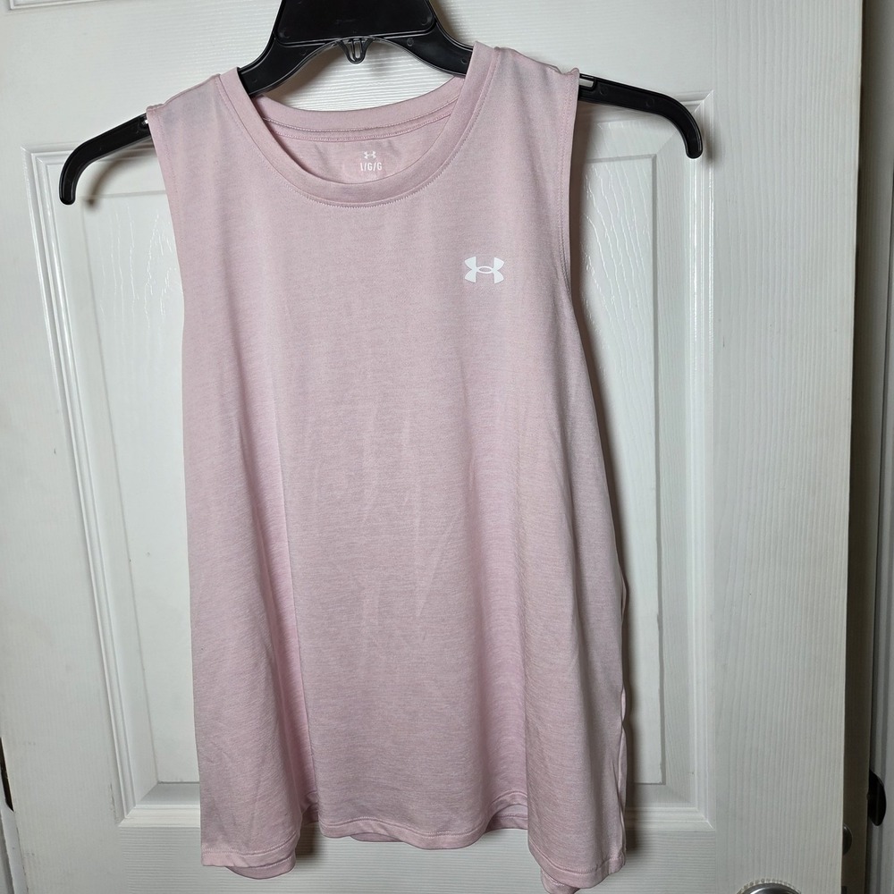 Under Armour sz L loose fit tank top pink casual work out gym athletic womens